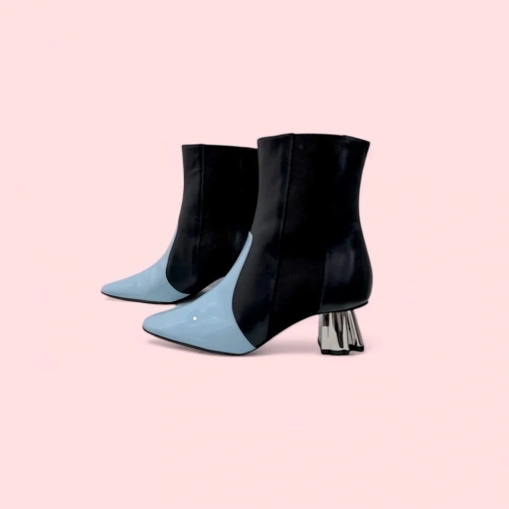 LANVIN Colorblock Patent Leather & Leather Chelsea Boots size 36 US 5.5